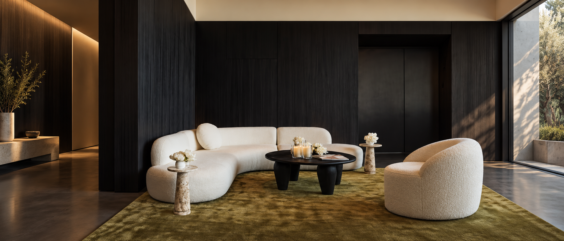 Soft pillows styled in a modern living space