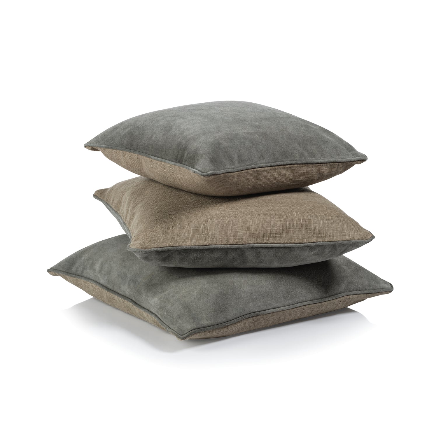 Shoreline Gray Suede Linen Blend Accent Pillow - Image 2