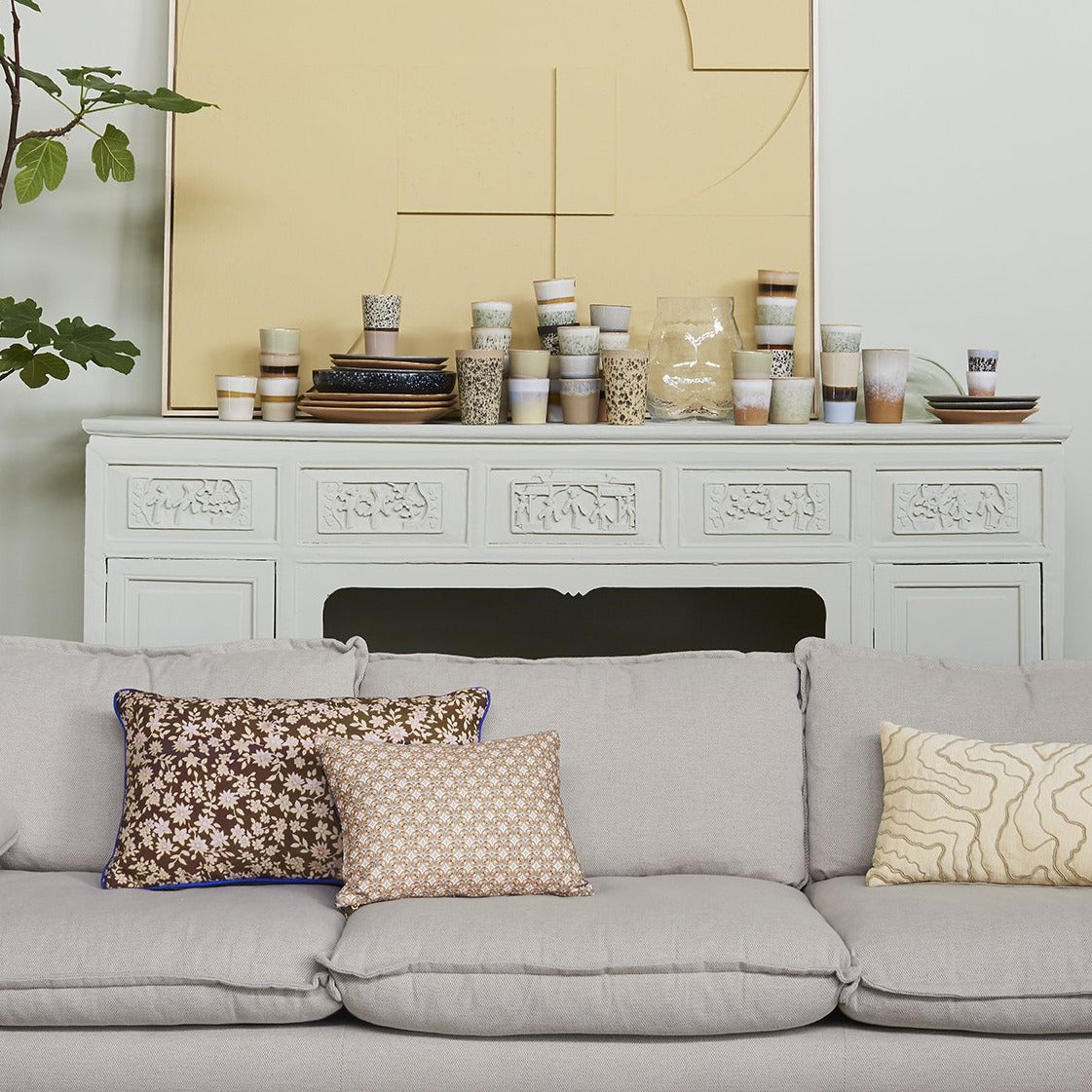 DORIS for HKliving - printed pillow brown / green - Image 4